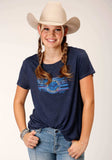 Roper Womens Short Sleeve Knit Poly Rayon Navy Blue Short Sleeve Tee Top - Roper - Flyclothing LLC