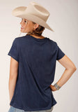 Roper Womens Short Sleeve Knit Poly Rayon Navy Blue Short Sleeve Tee Top - Roper - Flyclothing LLC