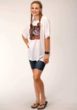 Roper Womens Short Sleeve Knit White Poly Rayon Short Sleeve Tee Top - Roper - Flyclothing LLC
