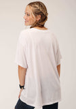 Roper Womens Short Sleeve Knit White Poly Rayon Short Sleeve Tee Top - Roper - Flyclothing LLC