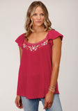 Roper Womens Short Sleeve Knit Cotton Slub Jersey Tee Top - Roper