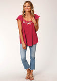 Roper Womens Short Sleeve Knit Cotton Slub Jersey Tee Top - Roper