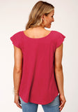 Roper Womens Short Sleeve Knit Cotton Slub Jersey Tee Top - Roper
