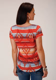 Roper Womens Short Sleeve Knit Poly Slub Jersey Vneck Top Top - Roper