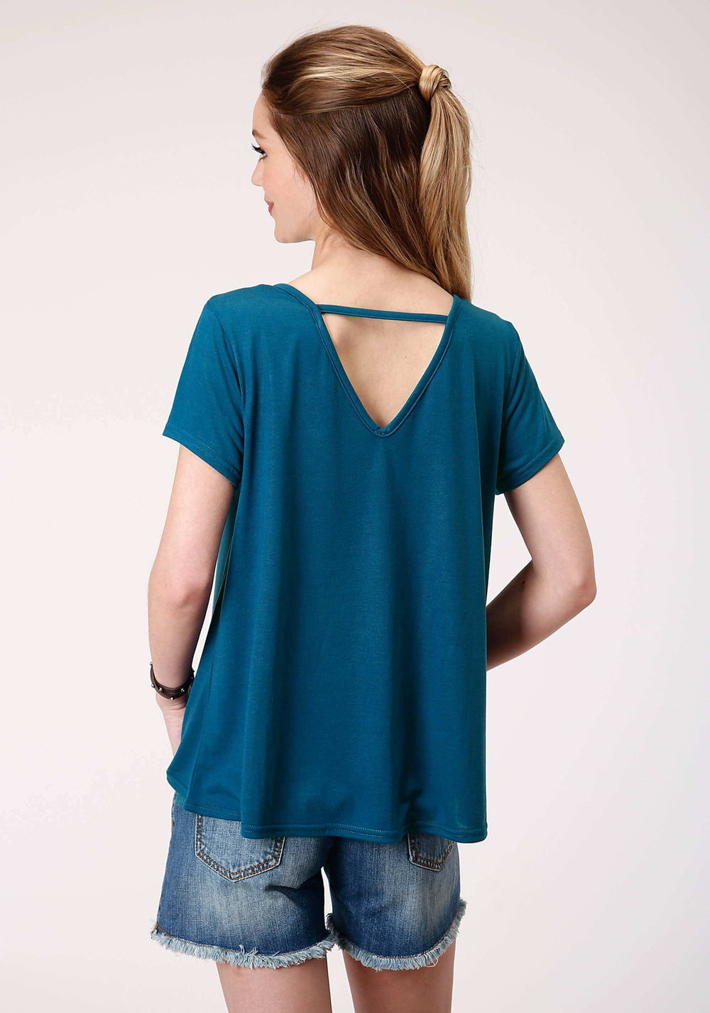 Roper Womens Short Sleeve Knit Poly Rayon Jersey Swing Tee Top - Roper - Flyclothing LLC