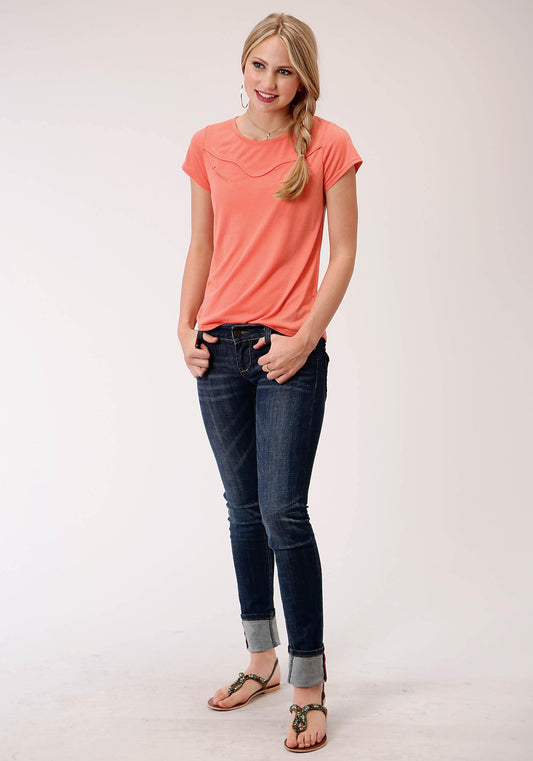 Roper Womens Poly Rayon Jersey  Short Sleeve Knit Top - Roper