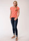 Roper Womens Poly Rayon Jersey  Short Sleeve Knit Top - Roper