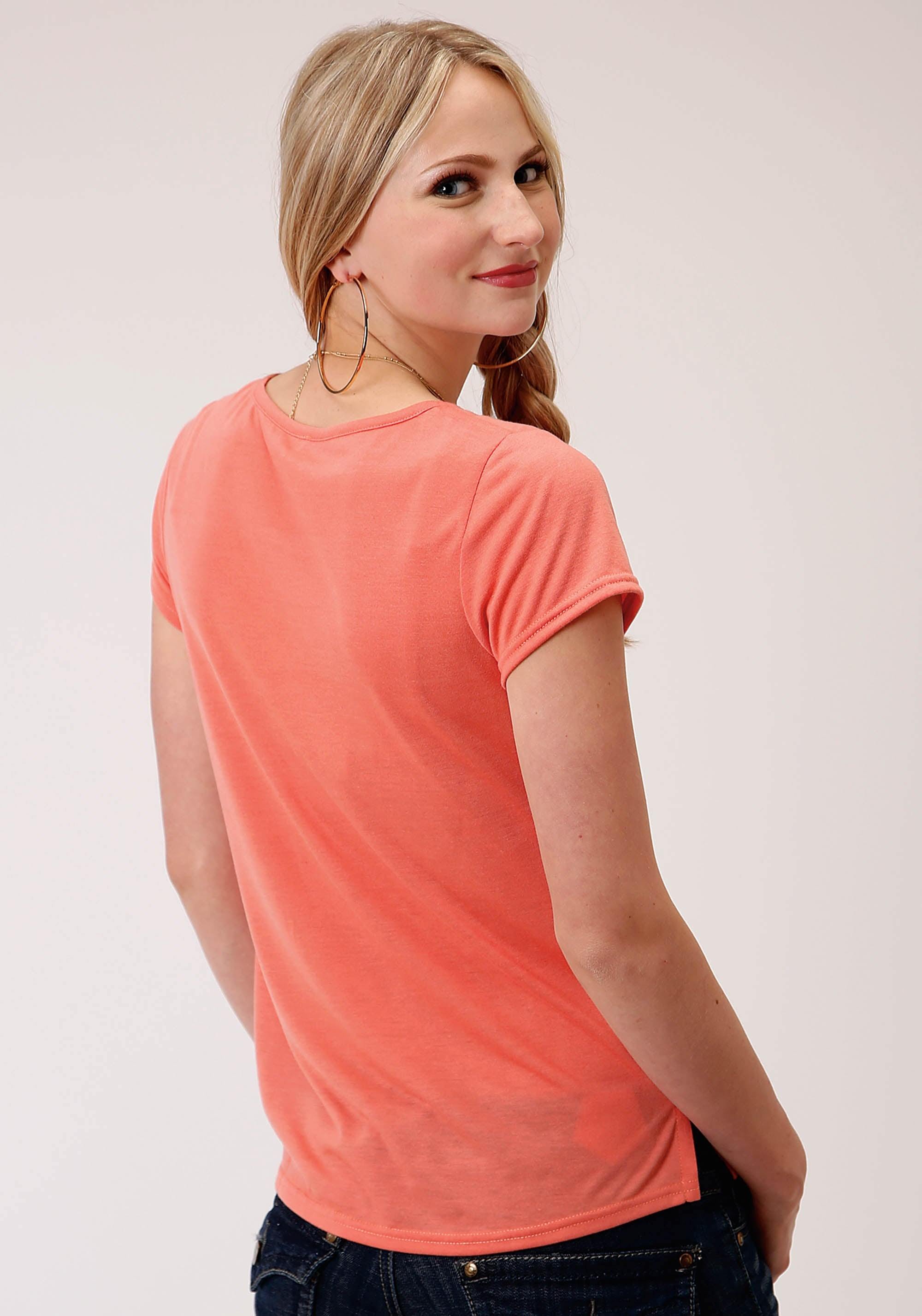 Roper Womens Poly Rayon Jersey  Short Sleeve Knit Top - Roper