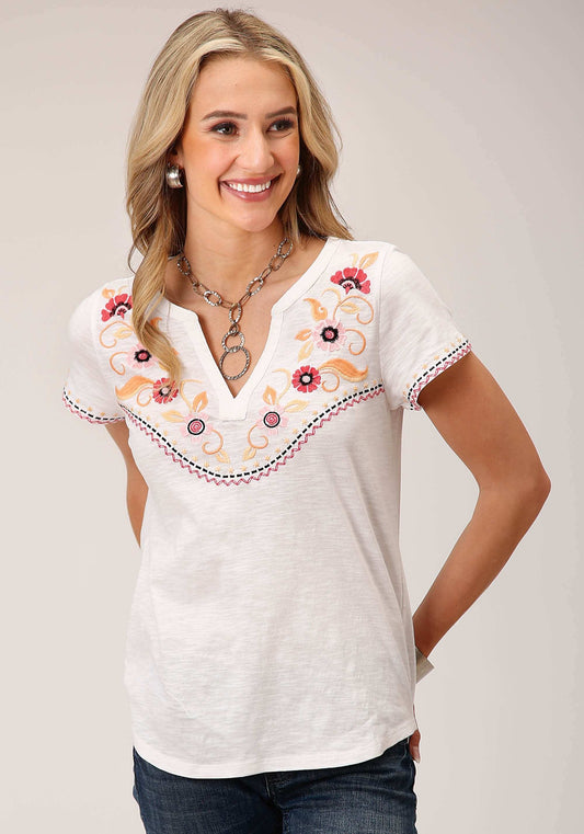 Roper Womens Short Sleeve Knit Cotton Slub Jersey Tee Top - Roper - Flyclothing LLC