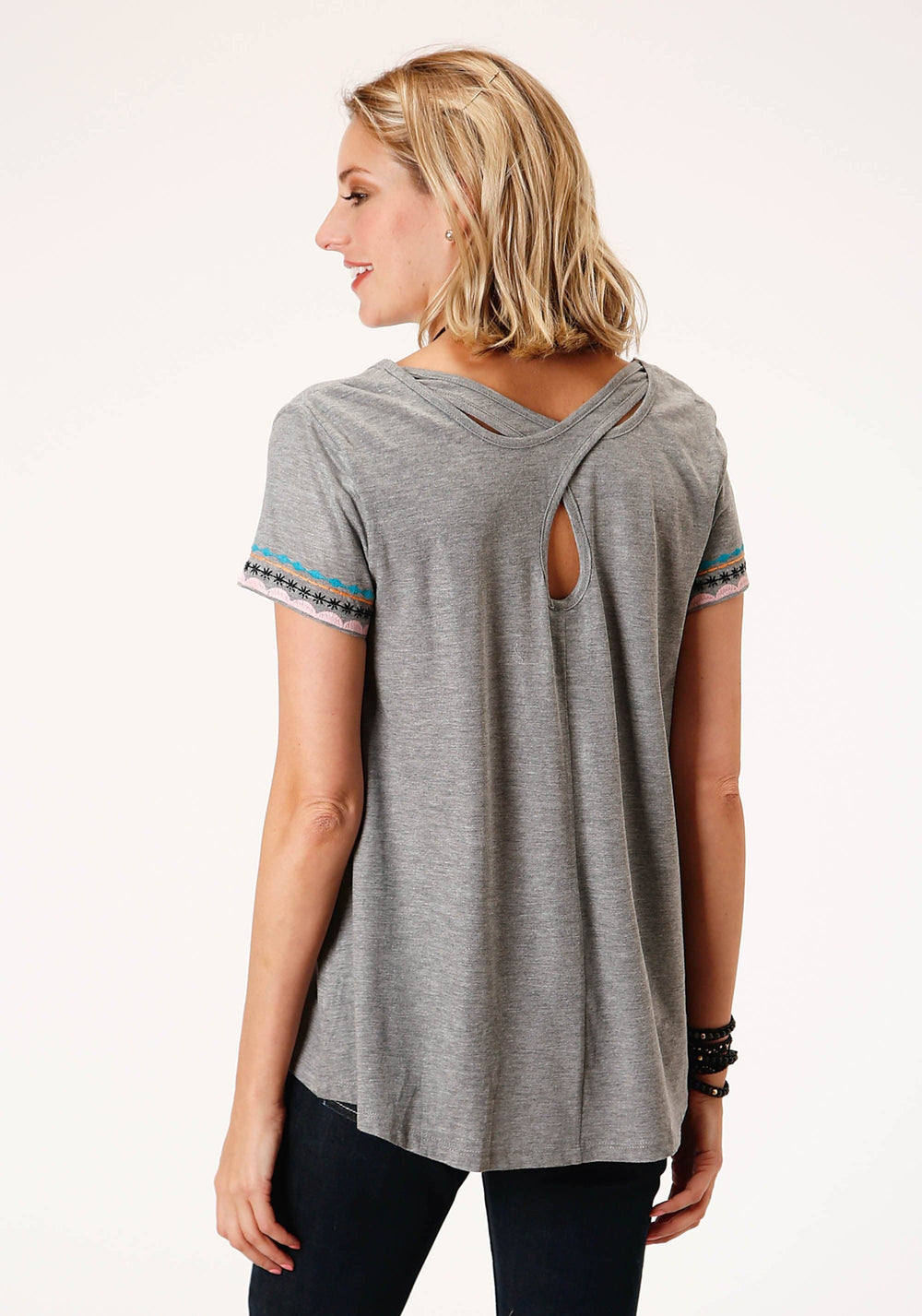 Roper Womens Short Sleeve Knit Cotton Slub Jersey Tee Top - Roper