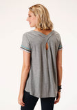 Roper Womens Short Sleeve Knit Cotton Slub Jersey Tee Top - Roper