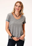 Roper Womens Short Sleeve Knit Cotton Slub Jersey Tee Top - Roper
