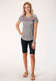 Roper Womens Short Sleeve Knit Cotton Slub Jersey Short Sleeve Tee Top - Roper