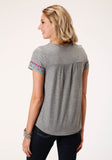 Roper Womens Short Sleeve Knit Cotton Slub Jersey Short Sleeve Tee Top - Roper