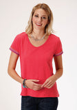 Roper Womens Short Sleeve Knit Cotton Slub Jersey Tee Top - Roper