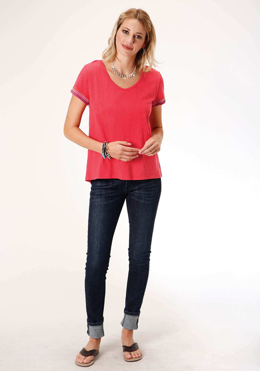 Roper Womens Short Sleeve Knit Cotton Slub Jersey Tee Top - Roper - Flyclothing LLC