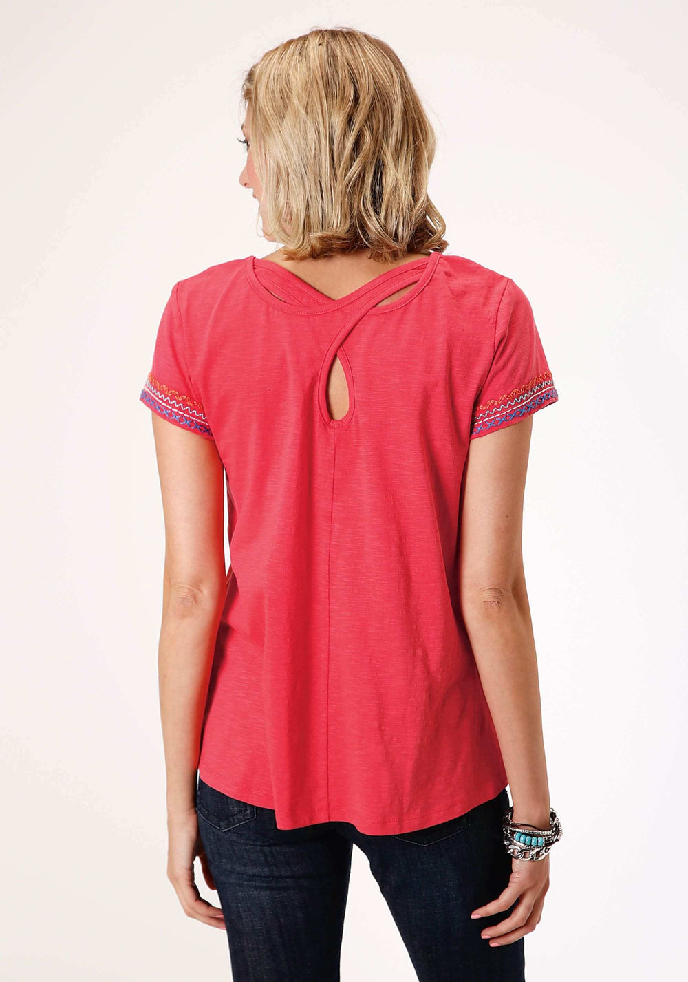 Roper Womens Short Sleeve Knit Cotton Slub Jersey Tee Top - Roper - Flyclothing LLC