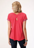 Roper Womens Short Sleeve Knit Cotton Slub Jersey Tee Top - Roper