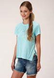 Roper Womens Poly Rayon Jersey Scoop Neck Short Sleeve Knit Top - Roper
