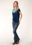 Roper Womens Short Sleeve Knit Poly Rayon Jersey Tee Shirt Top - Roper - Flyclothing LLC