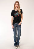 Roper Womens Short Sleeve Knit Poly Rayon Jersey Tee Shirt Top - Roper