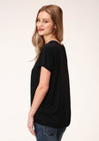 Roper Womens Short Sleeve Knit Poly Rayon Jersey Tee Shirt Top - Roper