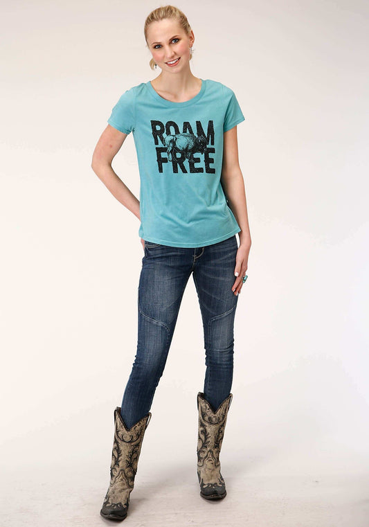 Roper Womens Short Sleeve Knit Poly Rayon Jersey Scoop Neck Tee Top - Roper - Flyclothing LLC