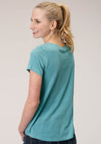 Roper Womens Short Sleeve Knit Poly Rayon Jersey Scoop Neck Tee Top - Roper
