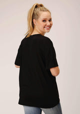 Roper Womens Short Sleeve Knit Solid Black Poly Rayon Short Sleeve Tee Top - Roper - Flyclothing LLC