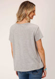 Roper Womens Short Sleeve Knit Poly Rayon Jersey Short Sleeve Tee 1 Pt Frt Yoke Top - Roper - Flyclothing LLC