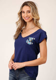 Roper Womens Short Sleeve Knit Cotton Slub Jersey Short Sleeve Tee Top - Roper - Flyclothing LLC