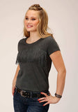 Roper Womens Short Sleeve Knit Heather Charcoal Poly Rayon Short Sleeve Tee Top - Roper - Flyclothing LLC