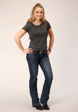 Roper Womens Short Sleeve Knit Heather Charcoal Poly Rayon Short Sleeve Tee Top - Roper - Flyclothing LLC