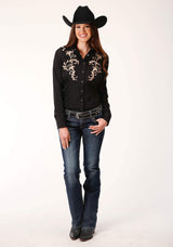 Roper Womens Long Sleeve Snap Poly Spandex Twill Retro Shirt Western Shirt - Roper - Flyclothing LLC