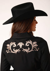 Roper Womens Long Sleeve Snap Poly Spandex Twill Retro Shirt Western Shirt - Roper - Flyclothing LLC