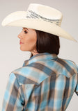 Roper Womens Long Sleeve Snap Beach Dobby Western Shirt - Roper