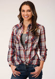 Roper Womens Long Sleeve Snap Honor Plaid Western Shirt - Roper