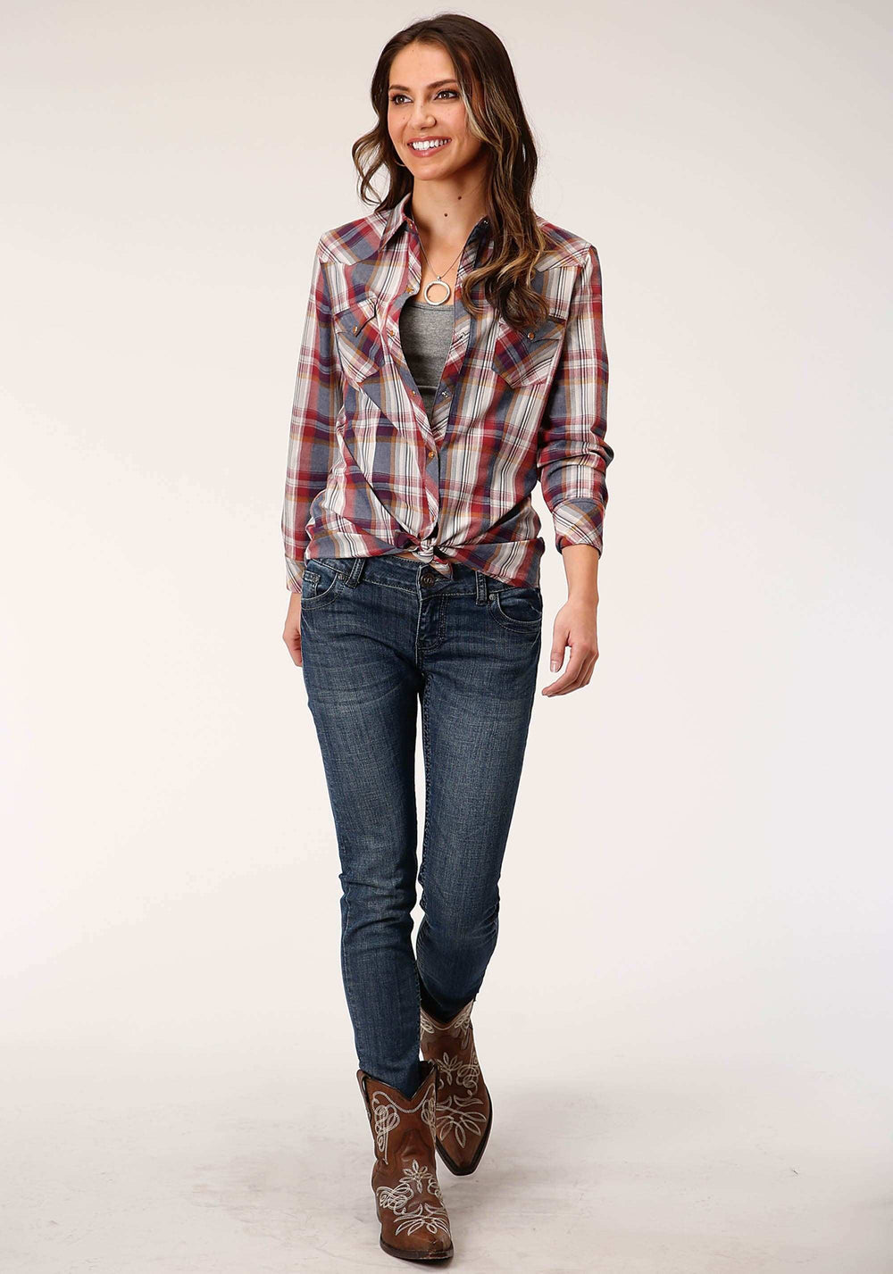 Roper Womens Long Sleeve Snap Honor Plaid Western Shirt - Roper - Flyclothing LLC