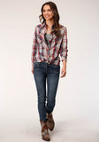 Roper Womens Long Sleeve Snap Honor Plaid Western Shirt - Roper
