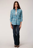 Roper Womens Long Sleeve Snap Aztec Mash Up Western Shirt - Roper