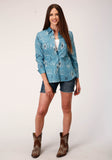 Roper Womens Long Sleeve Snap Aztec Mash Up Western Shirt - Roper