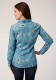 Roper Womens Long Sleeve Snap Aztec Mash Up Western Shirt - Roper