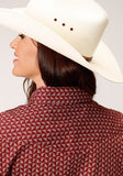 Roper Womens Long Sleeve Snap Red Shadow Geo Western Shirt - Roper