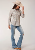 Roper Womens Long Sleeve Snap Dot Paisley Print Western Shirt - Roper