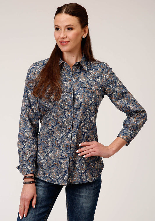 Roper Womens Long Sleeve Snap River Paisley Print Western Shirt - Roper