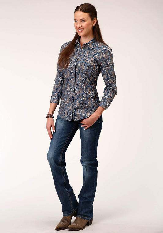 Roper Womens Long Sleeve Snap River Paisley Print Western Shirt - Roper