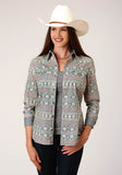 Roper Womens Long Sleeve Snap Tribal Texture Print Western Shirt - Roper