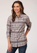 Roper Womens Long Sleeve Snap Blanket Aztec Print Western Shirt - Roper - Flyclothing LLC