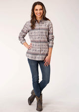 Roper Womens Long Sleeve Snap Blanket Aztec Print Western Shirt - Roper - Flyclothing LLC