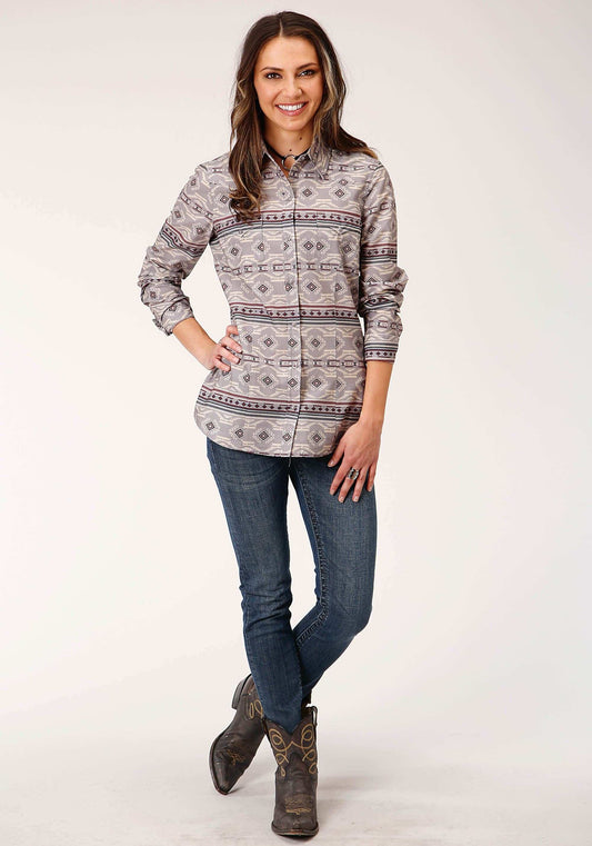 Roper Womens Long Sleeve Snap Blanket Aztec Print Western Shirt - Roper - Flyclothing LLC